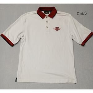 Antigua Performace Fabric Medium Texas Tech University White & Red Button Collar